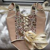 Lace-up Vintage Tapestry Corset Top, "Golden Ridge” Pattern