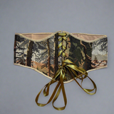 Vintage Tapestry Front Lace-up Corset Belt, "Camwood”