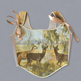 Lace-up Vintage Tapestry Corset Top, “Antlersong”