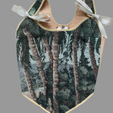 Lace-up Vintage Tapestry Corset Top, "Twilight Palm Trees” Pattern