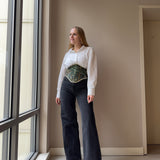 Vintage Tapestry Back Lace-up Corset Belt, “Thicket”