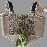 Lace-up Vintage Tapestry Corset Top, “Palm Grove”
