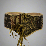Vintage Tapestry Front Lace-up Corset Belt, “Pine Forest”