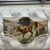 Vintage Tapestry Back Lace-up Corset Belt, "Deer in the Woods” Pattern