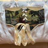 Vintage Tapestry Front Lace-up Corset Belt, “Brushline”