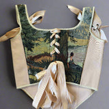 Lace-up Vintage Tapestry Corset Top, “Glacier Lake” Pattern