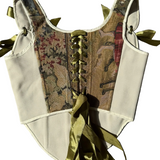 Sitting Boy Vintage Tapestry Lace-Up Corset Top