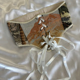 Vintage Tapestry Lace-up Corset Belt, “Mountain Sunset” pattern