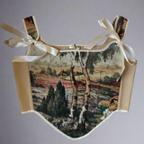 Lace-up Vintage Tapestry Corset Top, “Meadowlight”