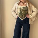 Lace-up Vintage Tapestry Corset Top, “Pine Forest” Pattern