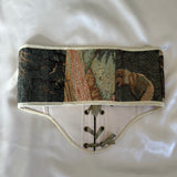 Vintage Tapestry Lace-up Corset Belt, “Forest” pattern