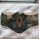 Vintage Tapestry Back Lace-up Corset Belt, "Foxglove” Pattern