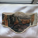 Vintage Tapestry Back Lace-up Corset Belt, "Pheasants” Pattern
