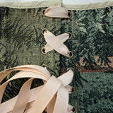 Vintage Tapestry Back Lace-up Corset Belt, "Evergreen” Pattern