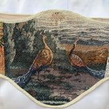 Vintage Tapestry Back Lace-up Corset Belt, "Pheasants” Pattern