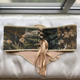 Vintage Tapestry Back Lace-up Corset Belt, "Glen” Pattern