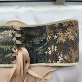 Vintage Tapestry Back Lace-up Corset Belt, "Glen” Pattern