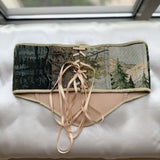 Vintage Tapestry Back Lace-up Corset Belt, "Foxglove” Pattern