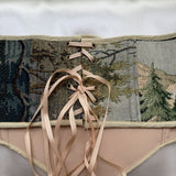 Vintage Tapestry Back Lace-up Corset Belt, "Foxglove” Pattern