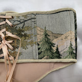Vintage Tapestry Back Lace-up Corset Belt, "Foxglove” Pattern