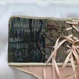 Vintage Tapestry Back Lace-up Corset Belt, "Foxglove” Pattern