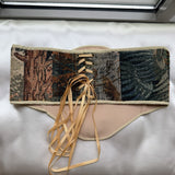 Vintage Tapestry Back Lace-up Corset Belt, "Pheasants” Pattern
