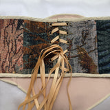 Vintage Tapestry Back Lace-up Corset Belt, "Pheasants” Pattern