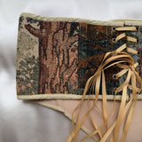 Vintage Tapestry Back Lace-up Corset Belt, "Pheasants” Pattern