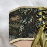 Vintage Tapestry Back Lace-up Corset Belt, “Thicket”