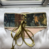 Vintage Tapestry Back Lace-up Corset Belt, "Riviera” Pattern