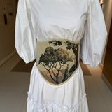 Vintage Tapestry Back Lace-up Corset Belt, "Riviera” Pattern