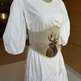 Vintage Tapestry Back Lace-up Corset Belt, "Daybreak” Pattern