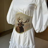 Vintage Tapestry Back Lace-up Corset Belt, "Daybreak” Pattern