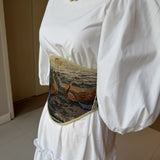 Vintage Tapestry Back Lace-up Corset Belt, "Pheasants” Pattern