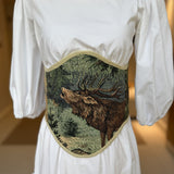 Vintage Tapestry Back Lace-up Corset Belt, "Glen” Pattern