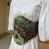 Vintage Tapestry Back Lace-up Corset Belt, "Glen” Pattern