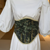 Vintage Tapestry Back Lace-up Corset Belt, “Thicket”