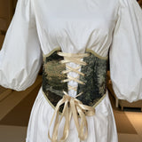 Vintage Tapestry Front Lace-up Corset Belt, “Hollow” pattern