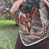 Lace-up Vintage Tapestry Corset Top, "Deers” Pattern