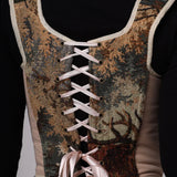 Lace-up Vintage Tapestry Corset Top, “Scenic Cottage in the Woods” Pattern