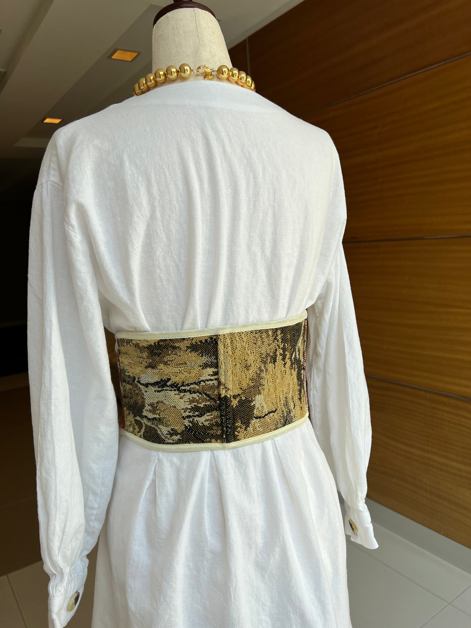 Vintage Tapestry Lace-up Corset Belt, "Forest Sunlight" pattern, Size XS-S (US 0-4)