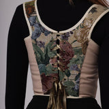 Lace-up Vintage Tapestry Corset Top, “Whitetail Deer in the Forest” Pattern