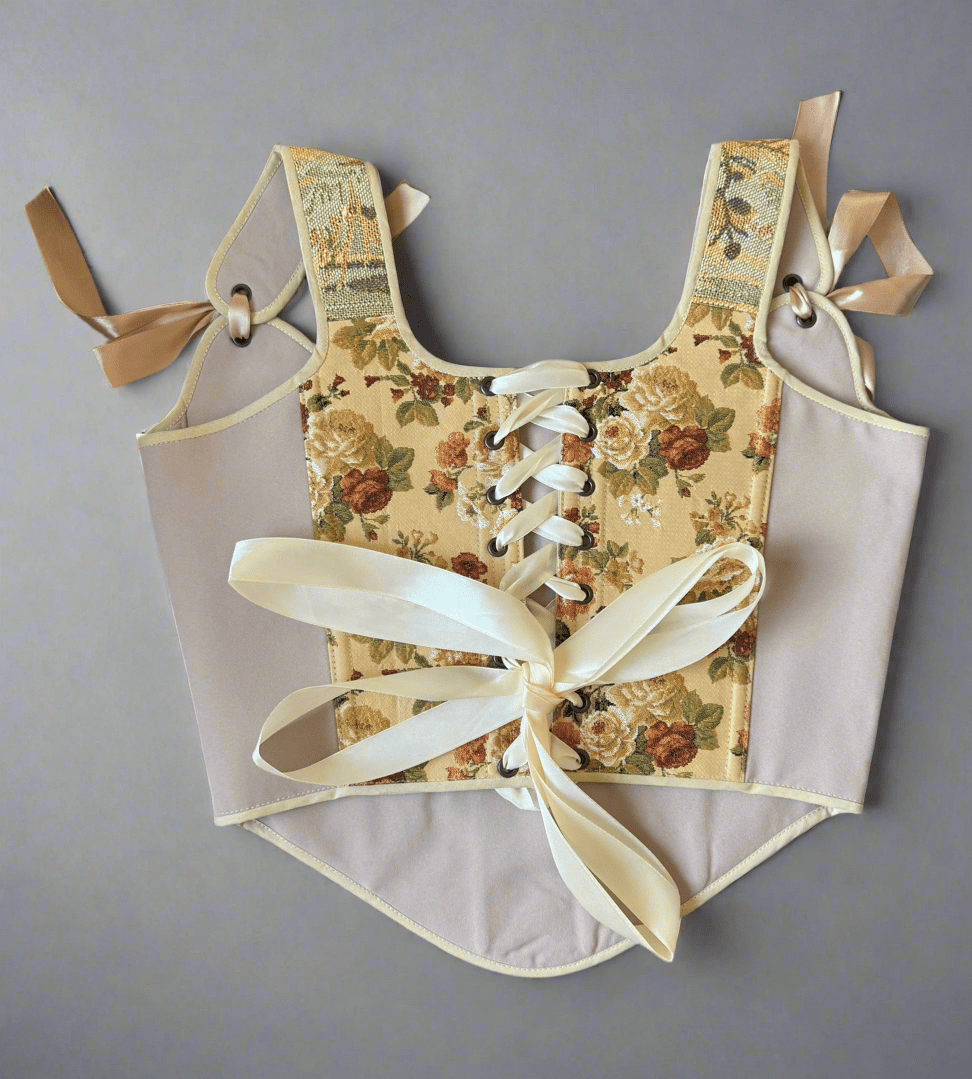 Lace - up Vintage Tapestry Corset Top, “Antlersong” - Stashe
