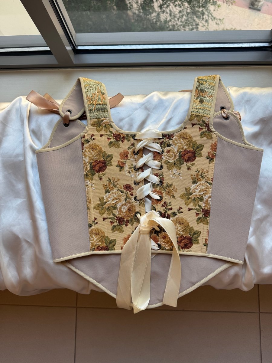 Lace - up Vintage Tapestry Corset Top, “Antlersong” - Stashe