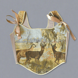Lace - up Vintage Tapestry Corset Top, “Antlersong” - Stashe