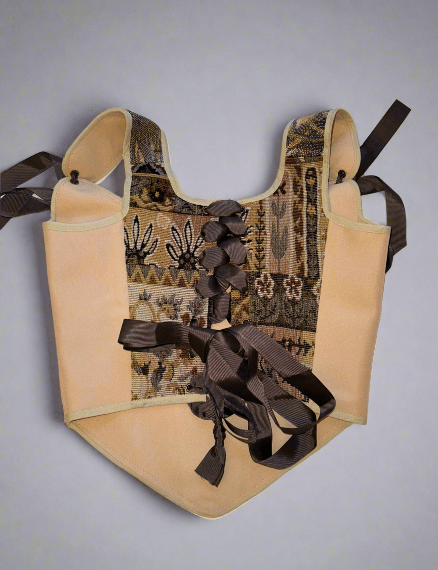 Lace - up Vintage Tapestry Corset Top, "Beautiful Forest” Pattern - Stashe