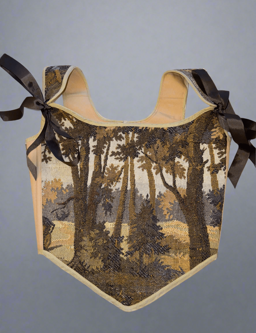 Lace - up Vintage Tapestry Corset Top, "Beautiful Forest” Pattern - Stashe