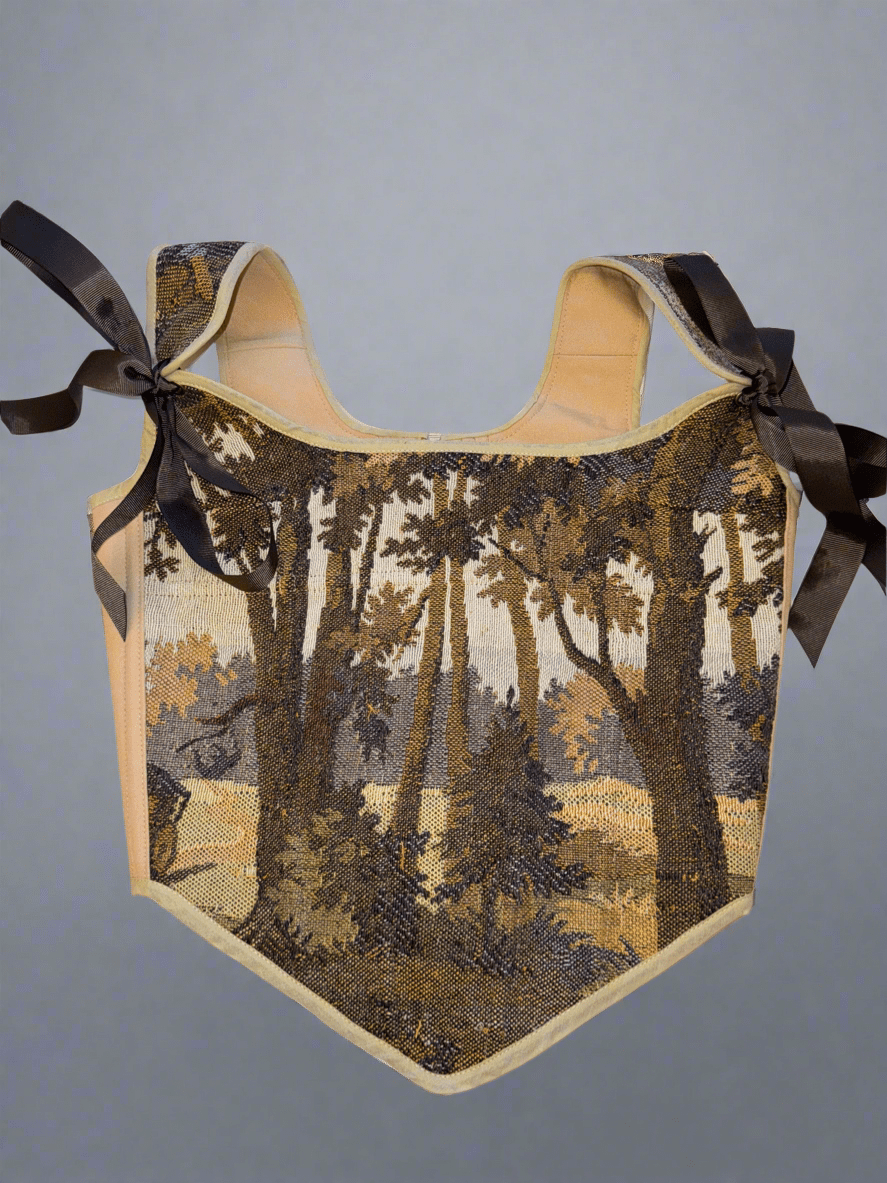Lace - up Vintage Tapestry Corset Top, "Beautiful Forest” Pattern - Stashe
