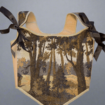 Lace - up Vintage Tapestry Corset Top, "Beautiful Forest” Pattern - Stashe