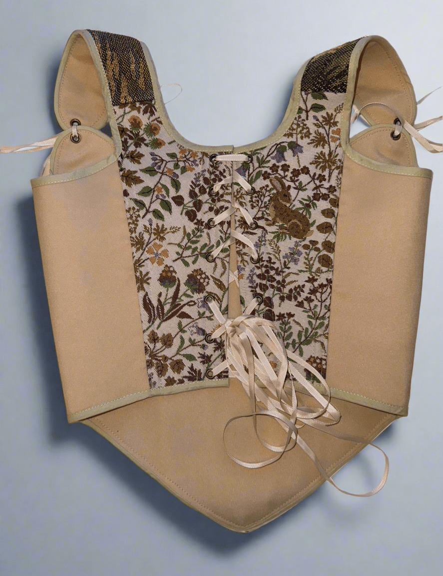 Lace - up Vintage Tapestry Corset Top, "Country Pond” Pattern - Stashe
